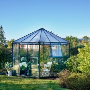 Växthus Atrium Grön - 9 m² + Växthusbord