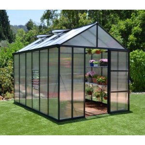 Växthus Glory 8,9 m² - Antracitgrå + Växthusbord