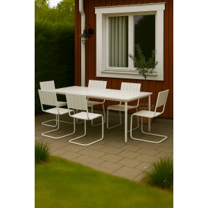 Matgrupp Holmsund bord 120x80 cm med 6st stolar - Vit