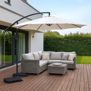 Hängparasoll - Mallorca | Ø350 cm | Vit + Rengöringsspray för utemöbler