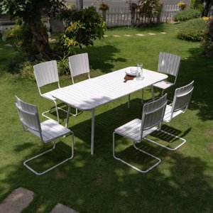 Holmsund matgrupp  bord 180x80 cm med 6 st stolar - vit + Rengöringsspray för utemöbler