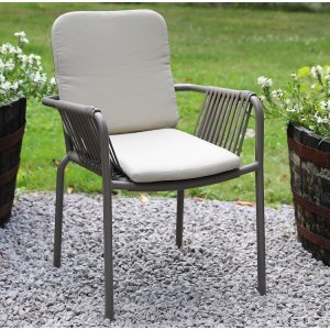 Lincoln stol - Grå med beige dyna + Textilimpregnering för utemöbler