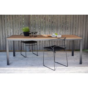 Chania matbord 205 x 90 cm - Svart/Natur + Textilimpregnering för utemöbler