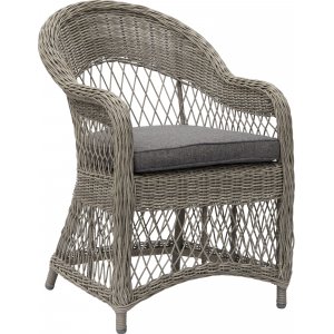 Marbella grå rottingfåtölj med dyna + Textilimpregnering för utemöbler