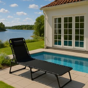 Örgryte solsäng - Ställbar | Svart + Textilimpregnering för utemöbler