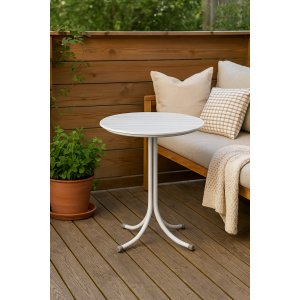 Utebord Ø70 cm Vit - Holmsund + Textilimpregnering för utemöbler