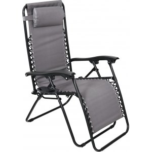 Ihopfällbar solstol med dryckeshållare - Grå / Svart Baden Baden + Textilimpregnering för utemöbler