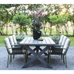 Oxford - Utemöbelgrupp 220 Grå/Grön med 6 st stolar + Rengöringsspray för utemöbler