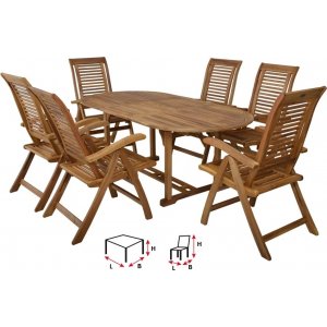 Malung - Matgrupp i akaciaträ + Rengöringsspray för utemöbler