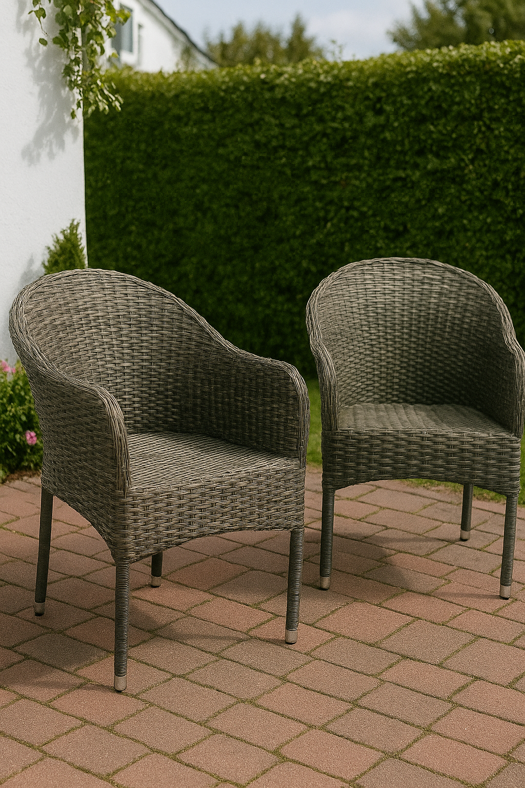 Utestol stapelbar grå rotting - Belle + Textilimpregnering för utemöbler