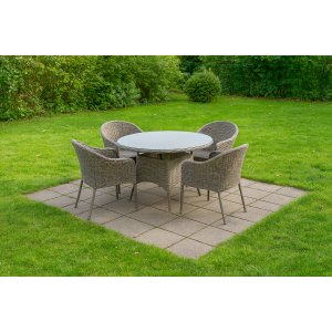 Utematgrupp – Jacksonville & Belle | Grå konstrotting | 4 st karmstolar