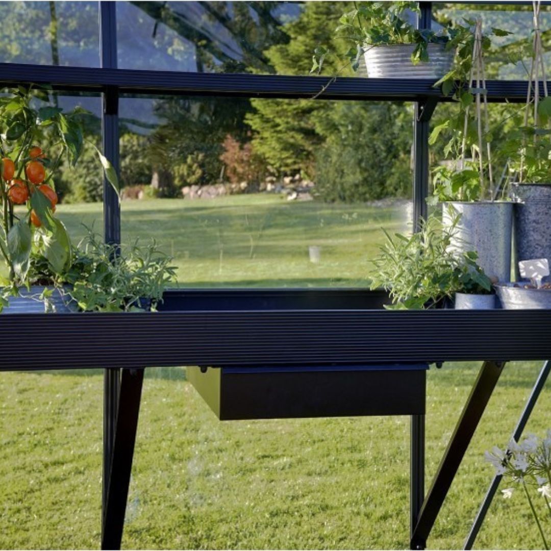 Integrerat växthusbord Juliana 2 sektioner aluminium 52x141 cm