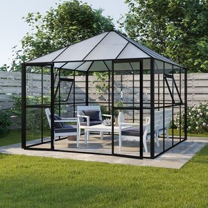 Växthus Jupiter Gardeney 8,7 m² svart glas & plast fristående