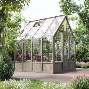 Fristående växthus trä 5,4 m² med härdat glas & fönster