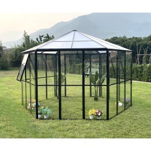 Fristående växthus Miranda V.2 9 m² härdat glas svart - Gardeney