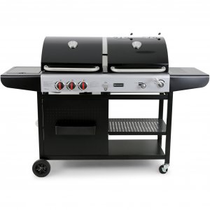 Kombinerad kol- & gasolgrill med sidobrännare & gjutjärnsgaller