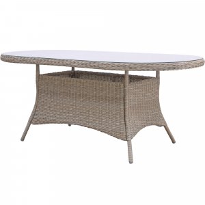 Ovalt trädgårdsbord Menton 180x100 cm konstrotting glas