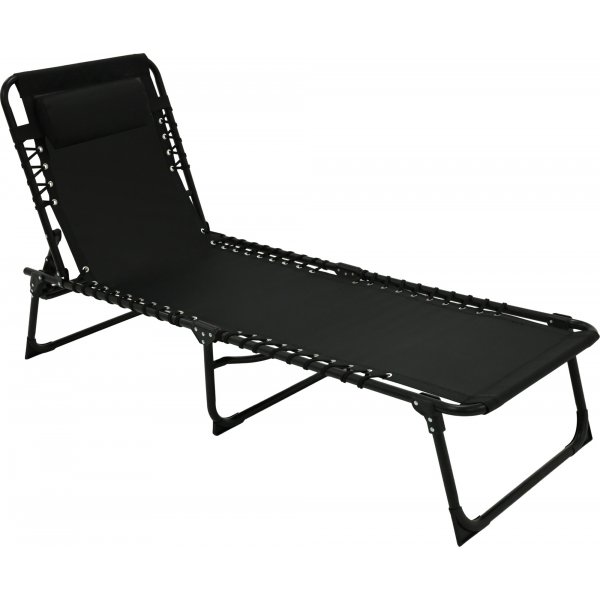 Ställbar solsäng aluminium - Svart hopfällbar solstol strand