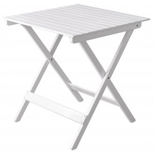 Hopfällbart vitt trädgårdsbord 65x65 cm i trä - litet & smidigt