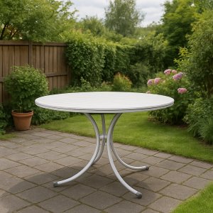 Rund matgrupp utomhus Holmsund bord Ø130 cm vit