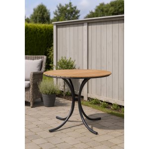 Runt matbord 100 cm svart acacia för utomhus