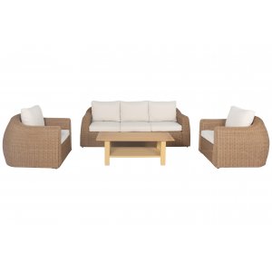 Loungegrupp konstrotting utomhus Malibu XL natur/beige