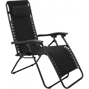Amalia hopfällbar solstol svart Baden Baden Gardeney med hållare