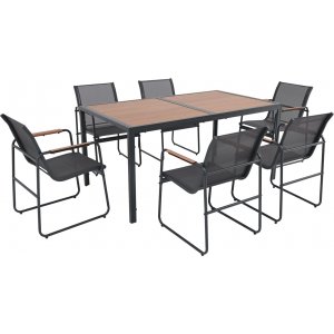 Matgrupp utomhus 160x90cm 6 stolar stål Zanzibar