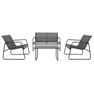Zanzibar loungegrupp soffa & fåtöljer med soffbord svart