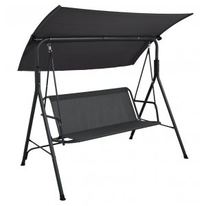 Hammock gunga svart metall dubbelsits med tak & dynor