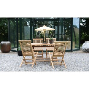 Saltö utematgrupp teak 120x70 cm bord & 4 stolar