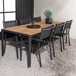 Matgrupp utomhus 6 stolar Copacabana med matbord 205x90 cm