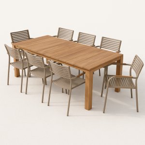 Utegrupp teakbord 8 stolar Lifestyle Garden Saltö Pino