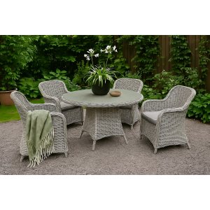 Matgrupp utomhus 4 stolar & runt bord Ø110 cm rotting