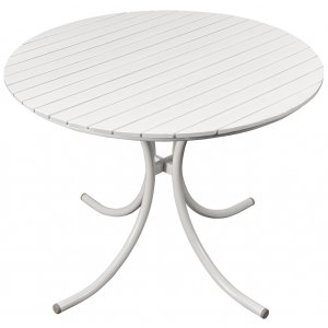 Utemöbler runt matbord Ø103 cm vit aintwood