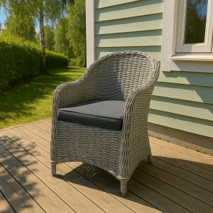 Grå trädgårdsstol konstrotting aluminium utomhus 72x58x87 cm