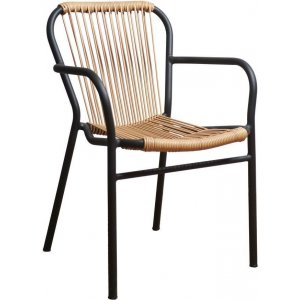 Karmstol utomhus i konstrotting & aluminium - Svart/natur