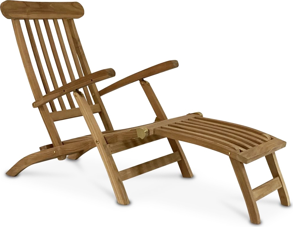 Däckstol teak hopfällbar solstol med fotstöd 167 cm trä