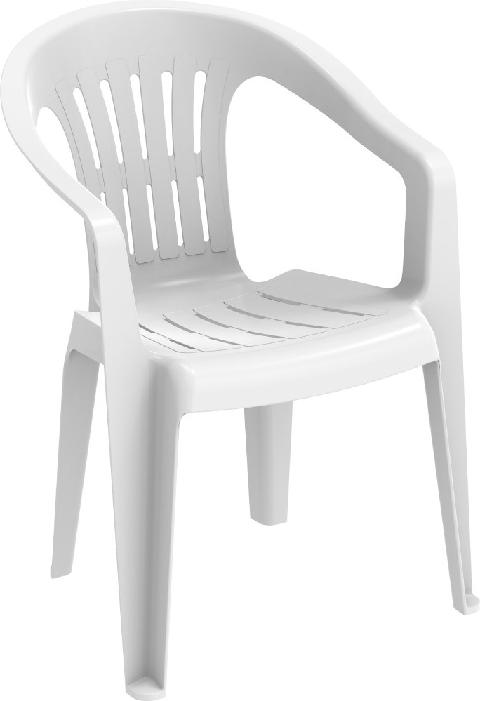 Vit stapelbar plaststol utomhus - Trädgårdsstol 81x63x58 cm