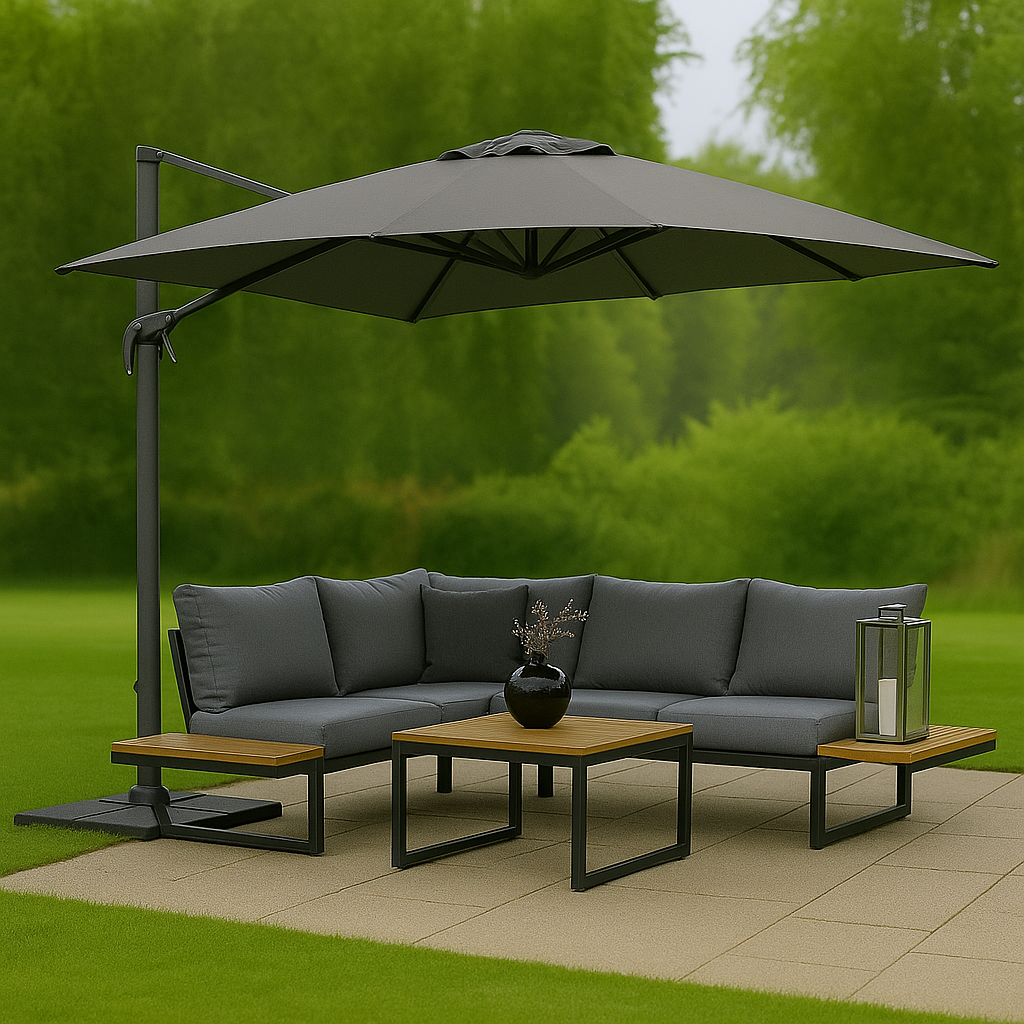 Hängparasoll 300x300 cm mörkgrå balkong parasoll