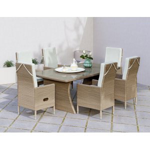 Loungegrupp utomhus konstrotting med ställbara stolar & matbord