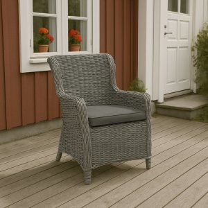 Trädgårdsstol konstrotting grå fåtölj utomhus 62x70x93 cm