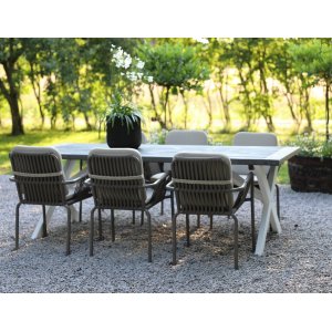 Utemöbler matgrupp 220 cm trä 6 stolar utomhus grå/vit
