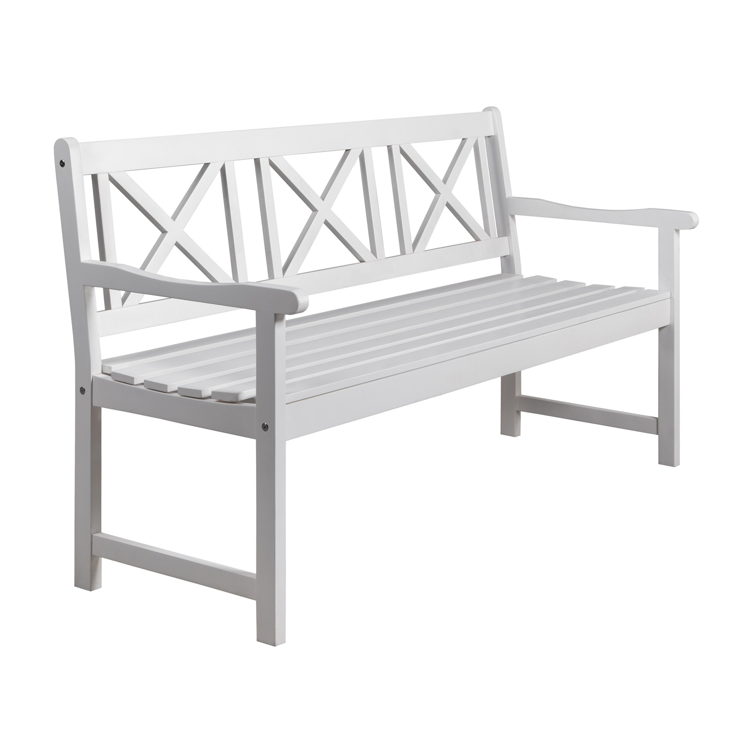 Vit trädgårdsbänk i furu - Sittbänk utomhus för trädgård & uteplats