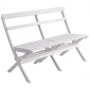Vit trädgårdsbänk utesoffa i trä 130 cm - Sittbänk utomhus