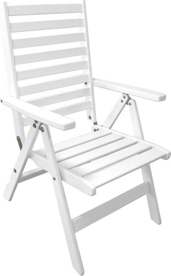 Vit positionsstol trä för trädgård & uteplats 61x71x107 cm