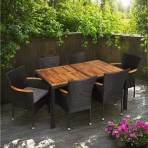 Rotting utefåtölj - Svart plastrotting uteplats & balkong