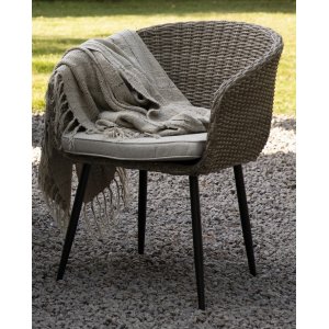 Trädgårdsstol konstrotting naturfärgad utomhus med dyna 81 cm