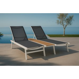 Solsäng vit aluminium loungegrupp utomhus dubbel 168x135 cm