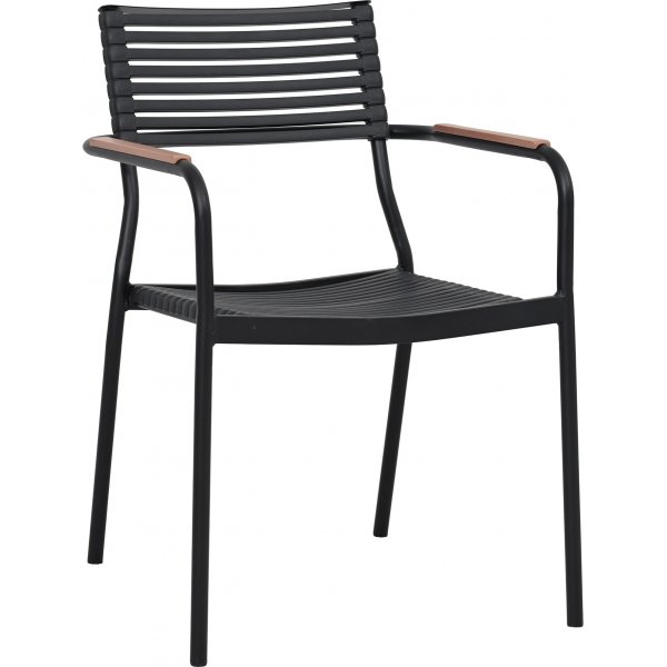 Trädgårdsstol plast metall stapelbar svart brun Pino